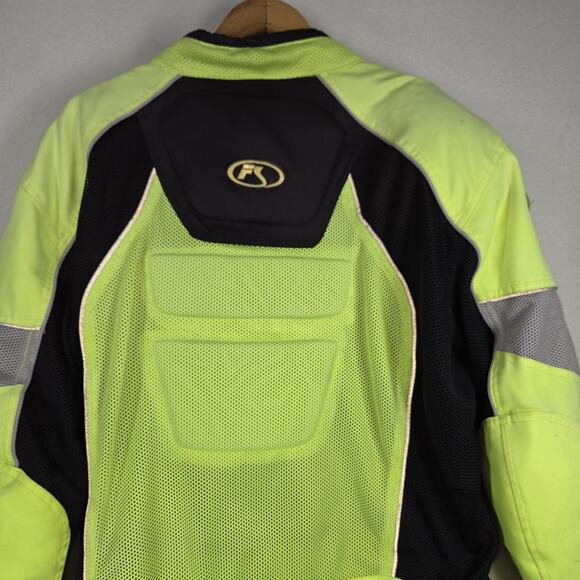 Vtg Fieldsheer Jacket Mens XL Neon Green Padded Motorcycle Biking Coat Road Rash - Picture 9 of 13
